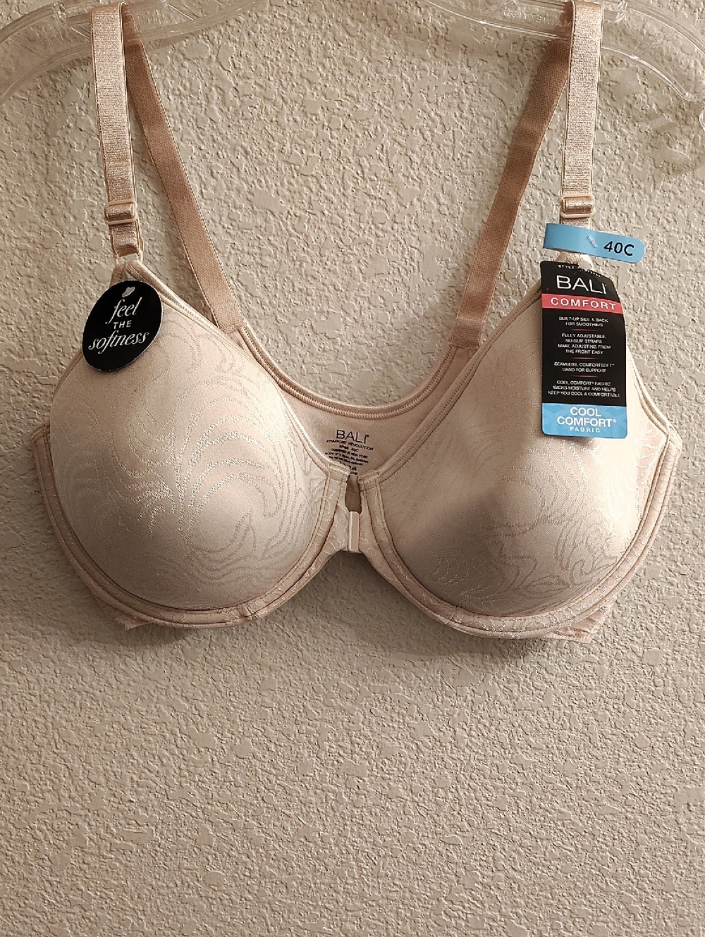 NEW Bali Size 40C Beige Underwire Front Atachment Cooling Comfort Bra B19 X